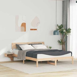 vidaXL Bed Frame with Bedside Tables Brown Solid pine wood Vidaxl