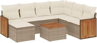 vidaXL Vidaxl - Juego De Sof&aacute;s De Jard&iacute;n Con Cojines Beige 8 Pzas Rat&aacute;n Pe