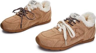 Generic Women winter plush warm snow boots anti slip sports and casual snow boots (Apricot,6.5)