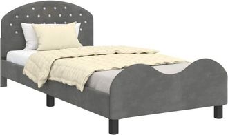 vidaXL Cama Para Ni&ntilde;os Con Cabecero Gris Oscuro 80 X 200 Cm Terciopelo Vidaxl