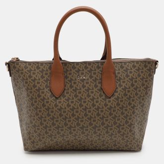 DKNY Dkny Brown Coated Canvas Tote
