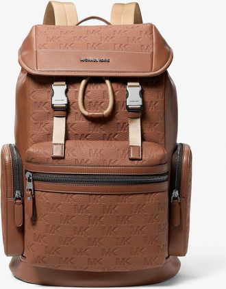 Michael Kors Jet Set Logo Embossed Pebbled Leather Backpack