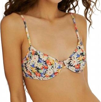 Something Navy Floral Balconette Bikini Top In Black Combo