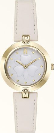 Furla Logo Links Orologio Con Cassa Tonda Panna Bianco Pelle + Metallo Donna