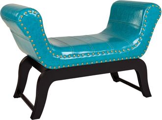 Wanderlust Deco Banqueta De Polipiel Azul 90x40x65