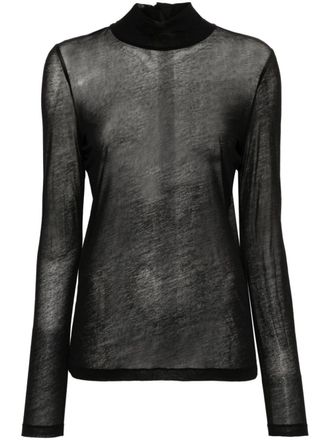 Helmut Lang sheer turtleneck long-sleeve T-shirt - Black