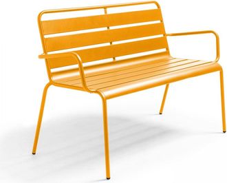 Oviala Banco de jard&iacute;n de metal amarillo