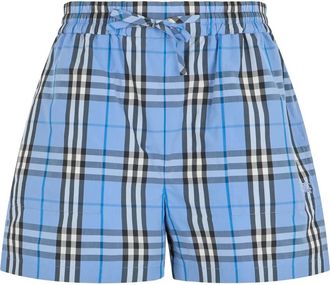 Burberry Geruite Shorts - Dames - Bermuda - Blauw - XS - Katoen - Korte Broeken