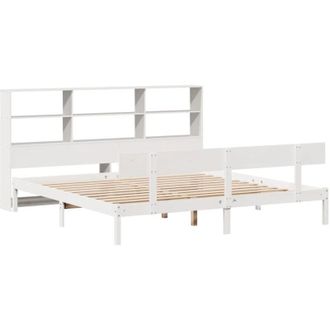 vidaXL Bookcase Bed without Mattress White 180x200 cm Super King Solid Wood Pine Vidaxl