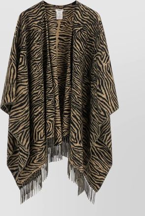 Fendi wool tiger-print fringed poncho