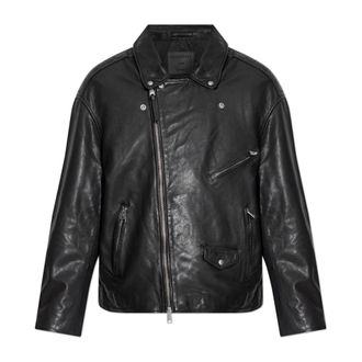 AllSaints Leather Jackets, male, Black, Size: 2XL Leather jacket Bradford