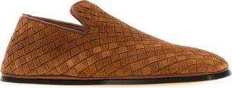 Bottega Veneta Womens Caramel Suede Palazzo Loafers Tannin Slippers Flat Shoes
