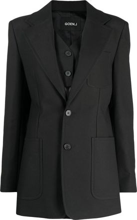 GOEN.J notched-lapels single-breasted blazer - women - Cotton/Cupro - S - Black