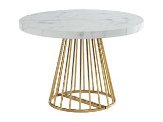 VENTE-UNIQUE.COM Mesa de comedor madera blanco, dorado