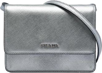 Prada Pre-owned Vintage Crossbody Bag - Dames - Vintage Schoudertas - Grijs - ONE Size - Leer - Vintage