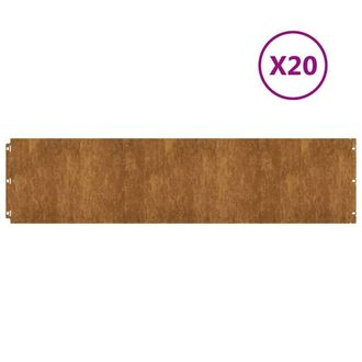 Berkfield Home Lawn Edgings 20 pcs 25x103 cm Flexible Weathering Steel in Brown