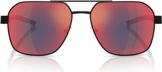 Ferrari 57mm Square Sunglasses in Matte Black /Black at Nordstrom