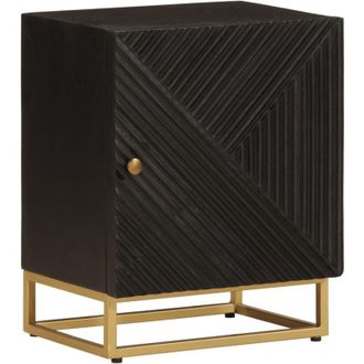 vidaXL Vidaxl - Comodino Nero 40x30x50 cm in Legno Massello di Mango e Ferro