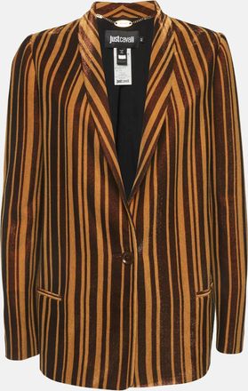 Just Cavalli Brown/gold Striped Metallic Blend Regular Blazer