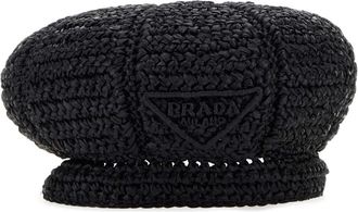 Prada Womens Woven Viscose Flat Cap Black