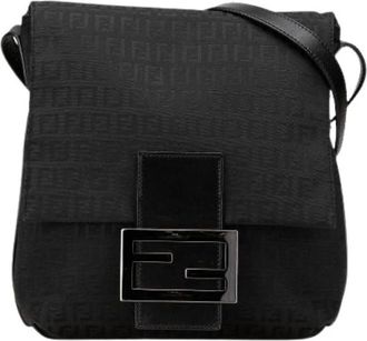Fendi Pre-owned Cross Body Bags, female, Black, Size: ONE SIZE Pre-owned Leather Crossbody Bag