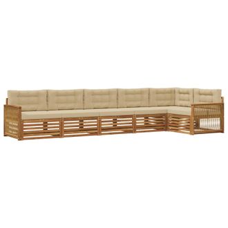 vidaXL Conjunto De Sof&aacute;s De Exterior Con Coj&iacute;n 6 Pcs Natural Y Beige Vidaxl