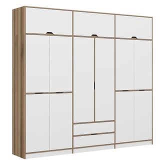 Dmora Armario Grande Fissiraga, Dormitorio 2 Cajones, Perchero, 4 Estantes, 277x253h Cm Blanco