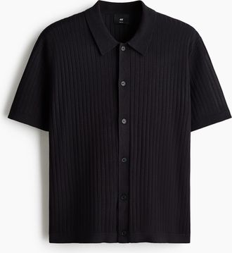 H&M Geripptes Shirt in Regular Fit - Blue