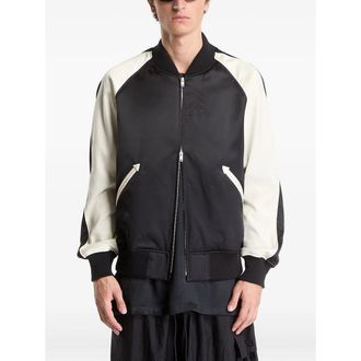 adidas Satin-Finish Colorblock Bomber Jacket - Black