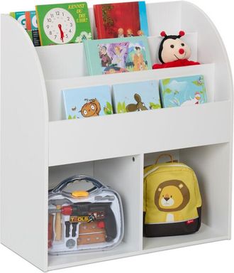Relaxdays Relaxdays - Scaffale Portagiochi Bambini, Libreria con 5 Scomparti Porta Libri e Giocattoli, hlp: 78,5x72x33,5 cm, Bianco