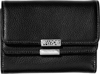 Brighton Womens Barbados Double Flap Wallet In Black