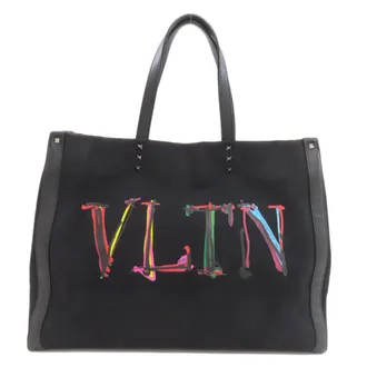 Valentino Black Canvas Tote Bag (Pre-Owned)