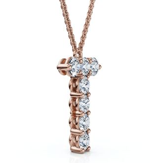 Pompeii3 1Ct Diamond Initial T Pendant 14k Gold 18 Necklace Lab Grown 5/8 Tall