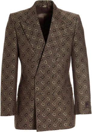 Gucci Brown Horsebit Maxi Blazer