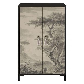 Really Nice Things Aparador MDF 2 puertas decorativas estampado Gris sepia vintage