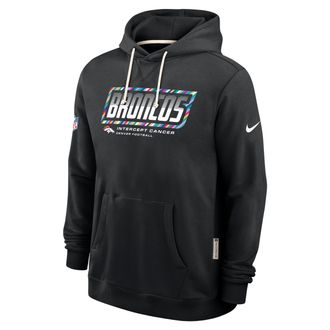 Nike Denver Broncos Crucial Catch Sideline Standard Issue Nike Mens Dri-FIT NFL Pullover Hoodie in Black | 03AZ00AZUA-F9R
