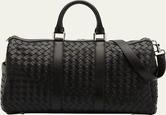 Bottega Veneta Mens Medium Intrecciato Leather Duffel Bag