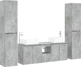 vidaXL Juego De Muebles De Ba&ntilde;o 5 Uds. Gris Hormig&oacute;n Vidaxl