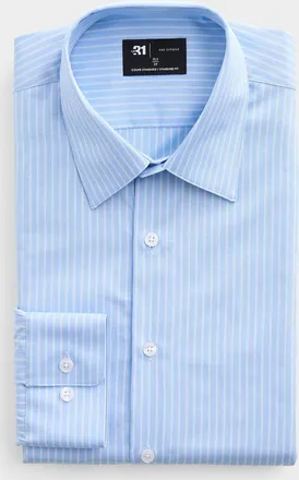 Le 31 Mens Dual-stripe poplin shirt Standard fit