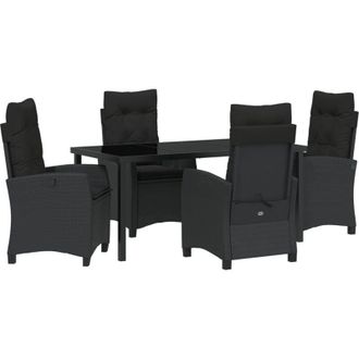 vidaXL Conjunto De Comedor De Jard&iacute;n 5 Pcs Negro Rat&aacute;n Sint&eacute;tico Vidaxl