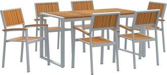 vidaXL Garden Dining Set 7 pcs Grey and brown 160 x 80 x 75 cm Vidaxl