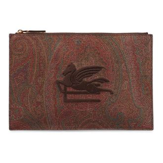 Etro Etro, Clutches, female, Multicolor, Size: ONE SIZE Logo Print Flat Pouch