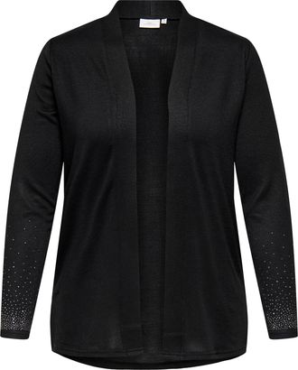Only Carmakoma Strickjacke ONLY CARMAKOMA CARALBA L/S V-NECK CARDIGAN JRS, Damen, Gr. XL, schwarz detail:solid, Strick, Obermaterial: 95% Polyester, 5% Elasthan, uni