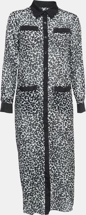 Moschino Boutique Moschino Black & White Printed Silk Blend Buttoned Front Midi Dress