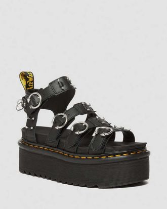 Dr. Martens Blaire Piercing Leder Plateausandalen in Schwarz, Gr&ouml;&szlig;e: 40