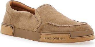 Dolce & Gabbana Mens Portofino Brown Sneakers With Logo Sole Rubber Trainers