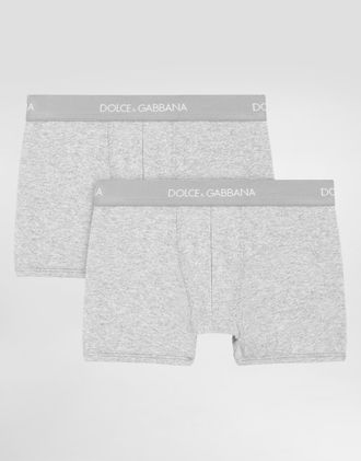 Dolce & Gabbana Boxer Two-pack With Branded Elastic - Man Gray 4 Years