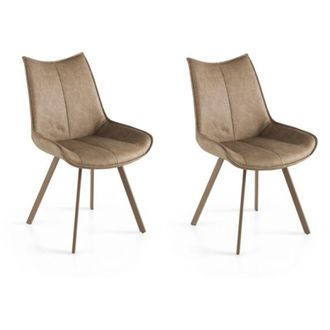 Capodarte Capodarte - Sedia da pranzo in ecopelle con seduta e gambe Tortora clodia Set 2 pz