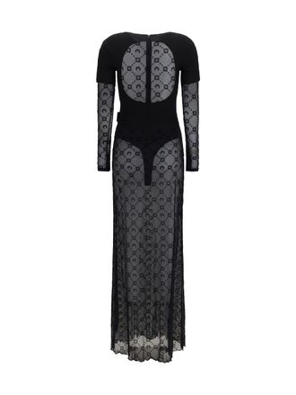 Marine Serre Womens Dress Layered Jersey And Mesh Black Polyamide Jumpsuits