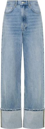 Moschino Straight Fit Jeans, female, Blue, W27, Wide-leg jeans with embroidered mountain patch
